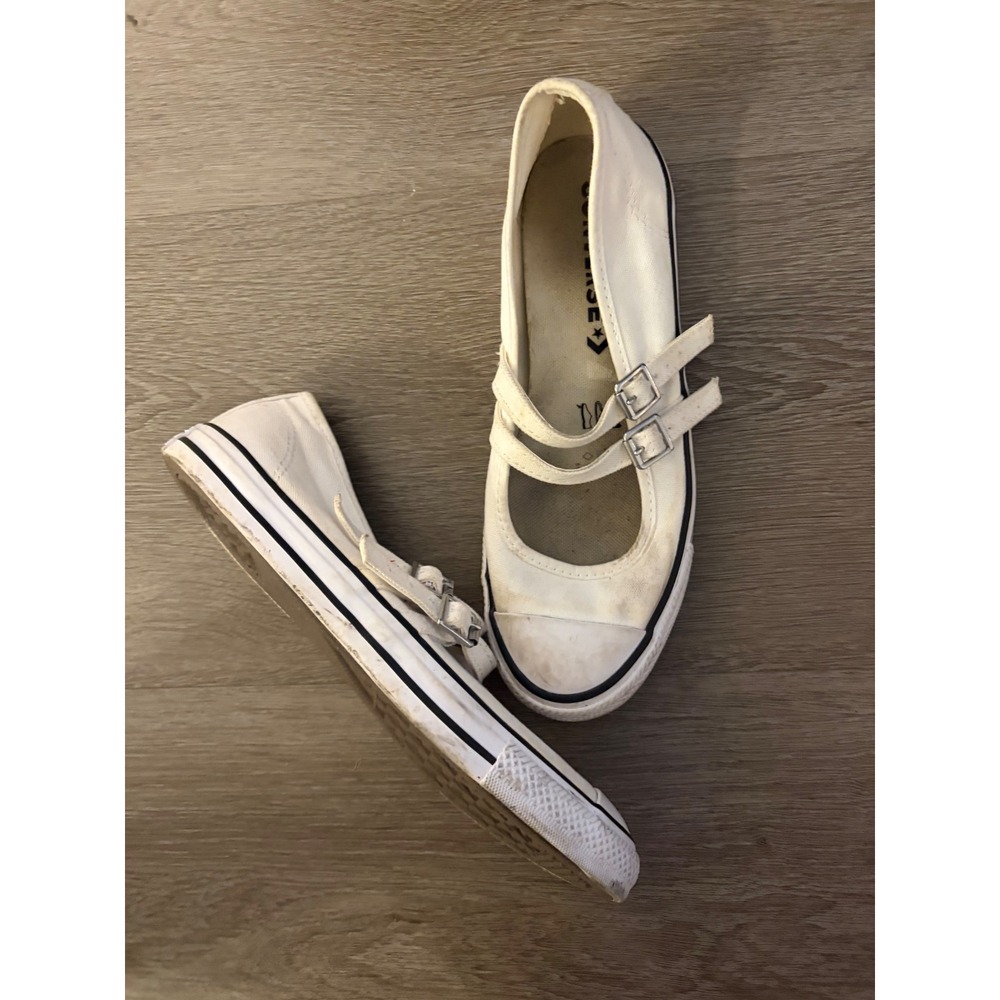 Converse All Star Mary Jane Double Buckle White Canvas Sneakers  Womens 7.5